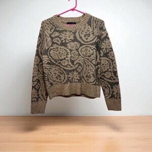 Tahari Women's Brown Pullover Sweater Paisley Design Size Medium